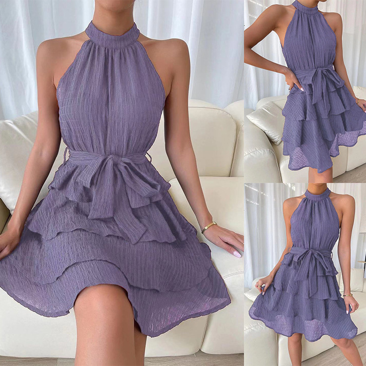 Women’s Halterneck Dresses Sleeveless Ruffle Dress